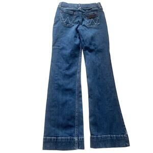 Wrangler Premium Girls 12 Slim Denim Jeans Teal W Stitching Adjustable Waist